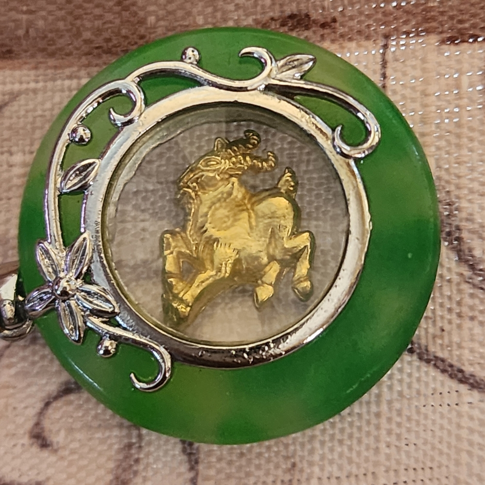 Green and Gold Zodiac Pendant
